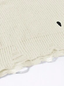 ANDREILEE Spring/Autumn/Winter New Men's Street Fashion Design Handmade Drawstring Hem & Cuff Distressed Fringe Black Simple Long Sleeve Sweater, Unisex Casual Loose Pullover Knit Top