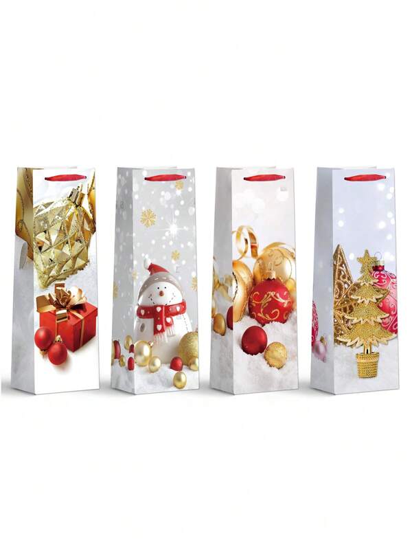 12*35*9 cm 12 unidades por pacote 3 unidades de cada saco de presente de papel kraft de Natal, adequado para sacos de presente de papel de feriado, sacos de presente de Natal, sacos de presente de Natal, presentes de sala de aula e festa