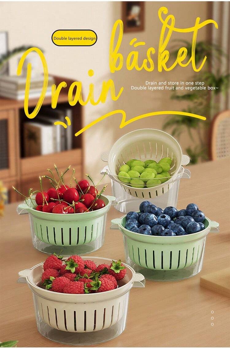 High Aesthetic DoubleLayer Plastic Fruit Basket With Ventilation And