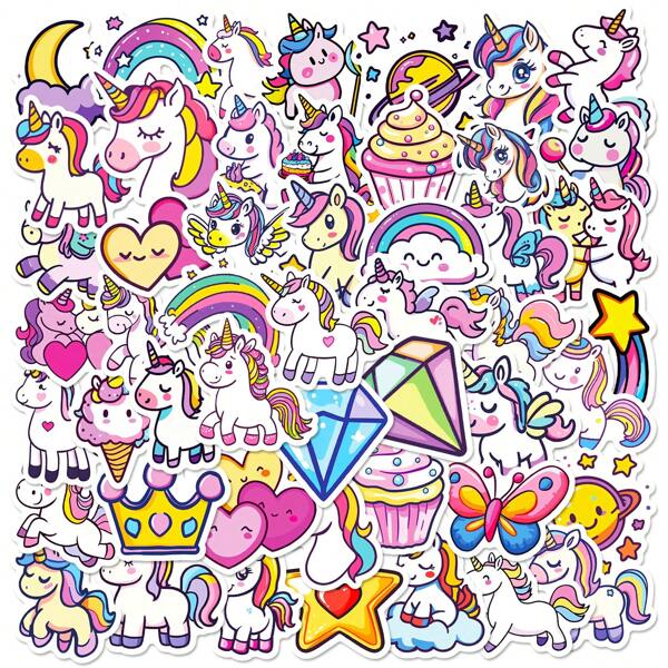 50 bucăți autocolante inicorn, cal curcubeu autocolante animale vrac pentru sticle de apă album de însemnări jurnal laptop notebook telefon decorare petrecere de Crăciun, pachet de autocolante impermeabile pentru copii adulți adolescenți, autocolante de bucurie, sticle de unicorn, unicorn de Crăciun, autocolante de jurnal, autocolante de unicorn, autocolante pentru copii, inorog, autocolante de inorog, autocolante, copii, autocolante, autocolante, copii Printesa, Decoratiuni aniversare copii
