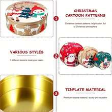 1/3 hộp đựng bánh quy kẹo Giáng sinh - Kim loại bền, thích hợp làm quà tặng ngày lễ và quà tặng dự tiệc, quà tặng Giáng sinh. - Nhiều màu - Xem 6