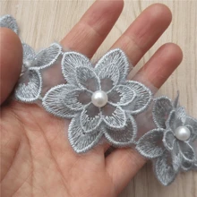 Encaje de organza con flores, recorte vintage decorativo, tela bordada, aplicación para costura, manualidades, vestido de boda DIY, decoración