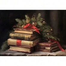 1 tấm vải Canvas trang trí tường Giáng sinh cổ điển nhẹ nhàng, trang trí nhà nông thôn, phong cảnh mùa đông, nghệ thuật ngày lễ, không khung - Nhiều màu - Xem 13