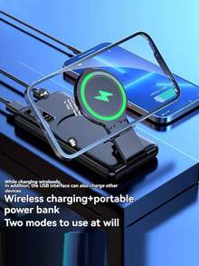 磁性移动电源，10000mAh 可折叠无线便携式充电器，配备 USB-C 线缆 LED 显示屏，Mag-Safe 电池组 22.5W PD 快速充电，兼容 Iphone 16/15/14/13/12 Pro/Pro Max/Plus/Mini 磁性移动电源，10000mAh 可折叠无线超薄便携式充电器，配备 USB-C 线缆 LED 显示屏，Mag-Safe 电池组 22.5W PD 快速充电，兼容 Iphone 16/15/14/13/12 Pro/Pro Max/Plus/Mini Android - 黑色 - 查看 1