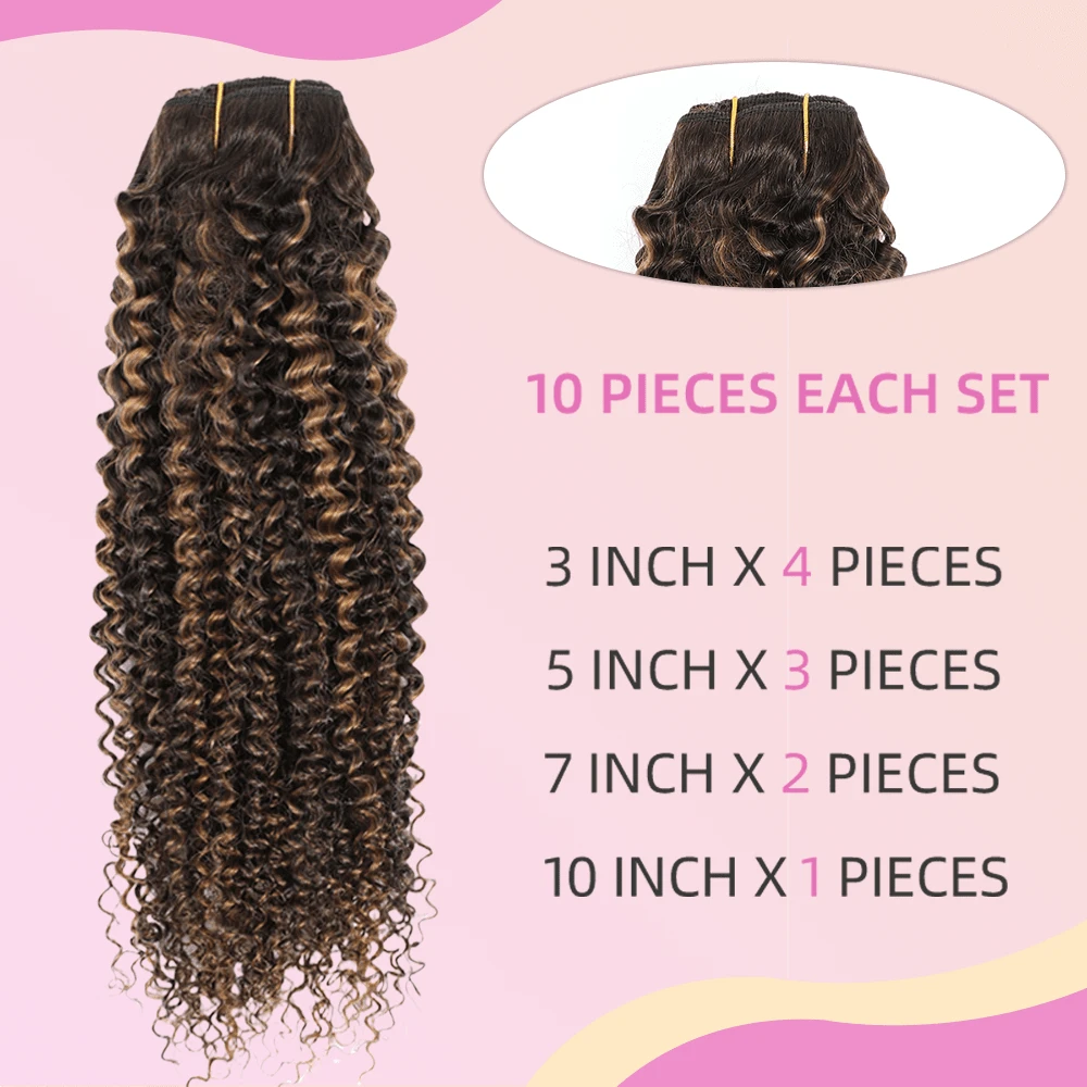 YAMI Kinky Curly Clip In Hair Extensions Real Human Hair For Black