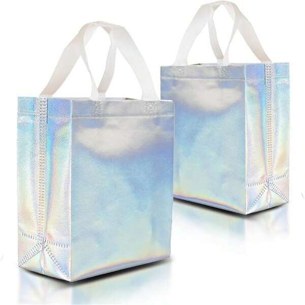 1 conjunto de 12 sacolas de presente de arco-íris, tamanho médio/grande, sacolas de presente reutilizáveis holográficas com alças - perfeitas para madrinhas, despedidas de solteira, sacolas de presente de aniversário, sacolas de presente, sacolas de lembrancinhas - 13 x 5 x 11 polegadas, presentes de feriado e festa, para o dia das mães, presentes para madrinhas, presentes de formatura, presentes de aniversário, presentes de casamento