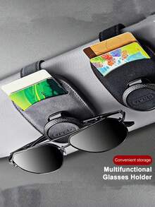 1 kẹp kính chắn nắng ô tô, giá đỡ thẻ kính bằng da PU, phụ kiện nội thất ô tô - Một cỡ - Xem 7