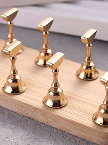 木制双排底座美甲展示架，假指甲练习架磁性美甲架训练用于美甲沙龙DIY和练习美甲辅助器具（三款可选） - 彩色 - 查看 10