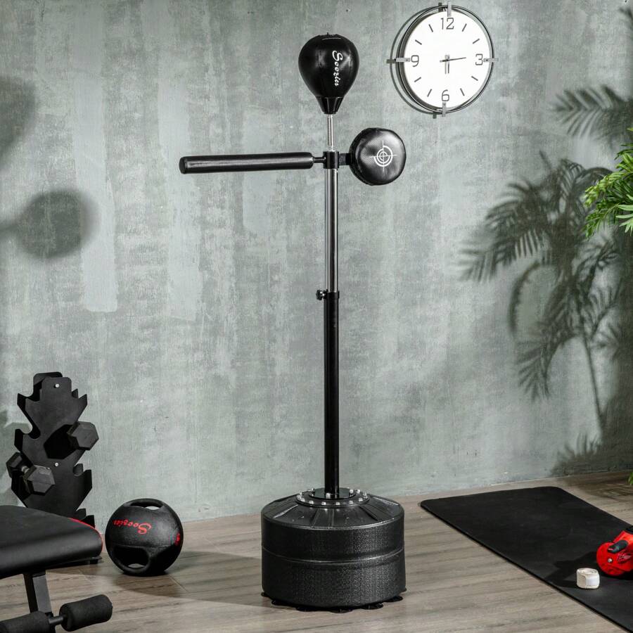 SPORTNOW Free Standing Speed Bag, Height Adjustable Boxing Punching Bag With Stand, Reflex Bar, Punching Pad And Suction Cup Base For Adults & Teenagers - Black - View 1
