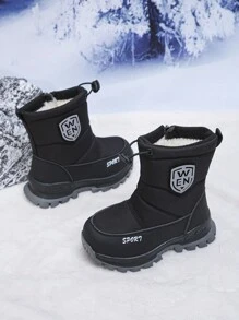 Barnsnöskor, Vintervarma skor, Furry Fodrade vindtäta Outdoor Boots - Svart - Visa 4