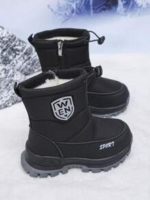 Barnsnöskor, Vintervarma skor, Furry Fodrade vindtäta Outdoor Boots - Svart - Visa 5