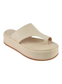 Women's Comfortable Flip Flops Soft Flat Platform Sandal - Rượu sâm banh - Xem 2
