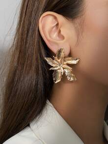 1 Cặp Hoa tai hợp kim hai lớp cổ điển Châu Âu & Mỹ, thích hợp cho phụ nữ làm quà tặng lễ hội hoặc đeo hàng ngày - bông tai hình bông hoa - Xem 13