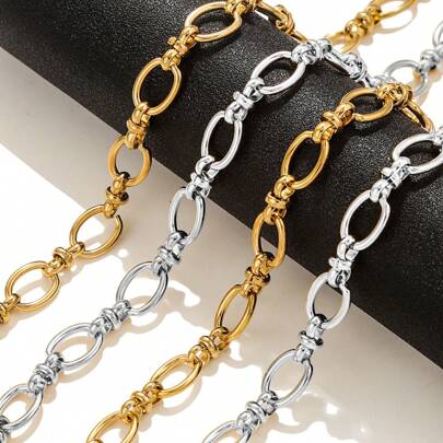 1m Stainless Steel Hip Hop Oval Chain Thick Chain Handmade Chain Stainless Steel Bracelet Necklace Jewelry Accessories Making