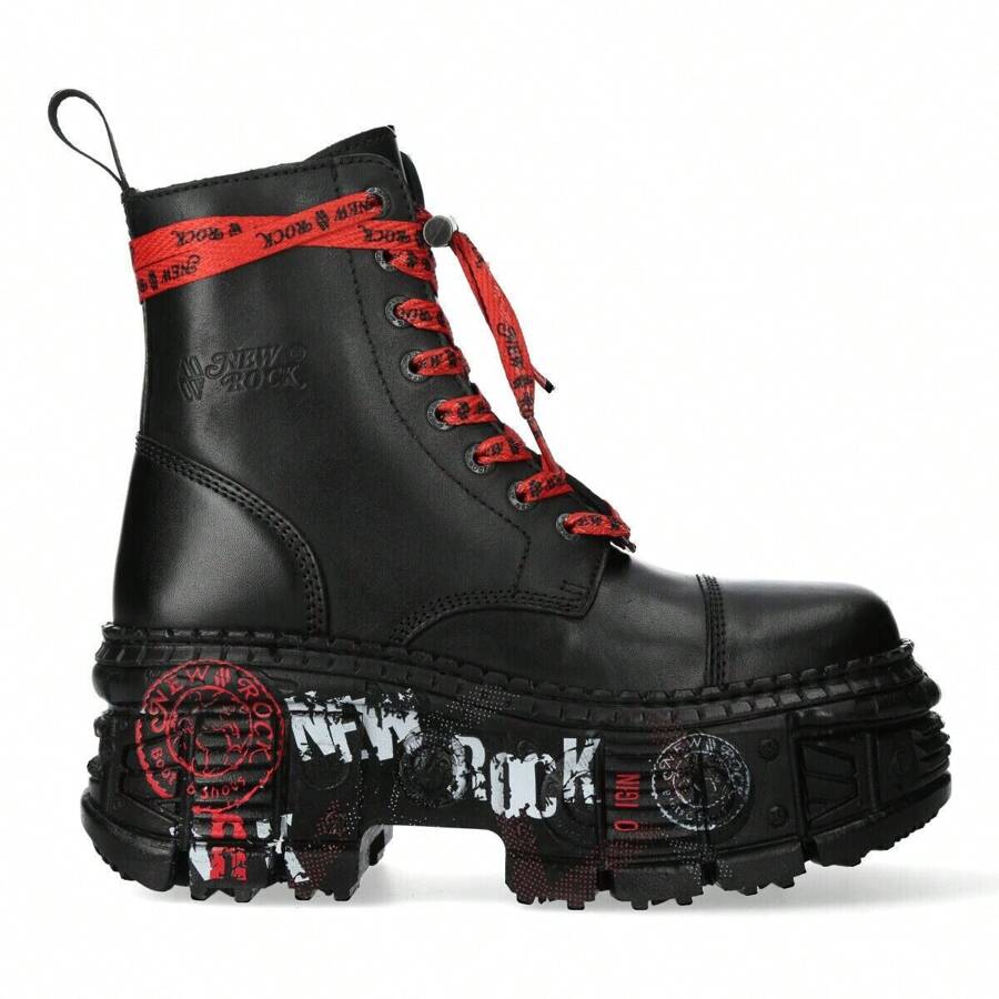 New Rock Punk Platform Leather Boots-WALL126CCT-C1 - 黑色 - 查看 1