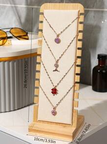 1 件优雅木制项链展示架：以时尚的方式展示您的珠宝收藏，天鹅绒竹木项链手链收纳展示架，适用于珠宝展示收纳，珠宝拍摄摄影道具，适合家庭使用和珠宝柜台零售展示，万圣节和圣诞节的理想礼物，万圣节的理想礼物，圣诞节阳光旅行酷炫返校 - 彩色 - 查看 5