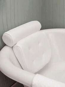 1 pièce Oreiller de baignoire blanc simple avec 6 ventouses, coussin de relaxation du corps pour trempage au spa antidérapant de salle de bain, décoration de salle de bain, accessoires de salle de bain pour l'été