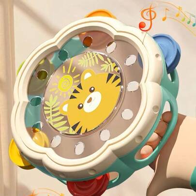0-3 lata, słodka, kreskówkowa grzechotka, bębenek, instrument muzyczny, edukacja muzyczna, prezent, gra, zabawka muzyczna dla niemowląt i dzieci, uspokajająca, wspomagająca rozwój słuchu i dla przedszkolaków