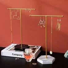 1pc Marble Pattern Wooden Base T-Shape Earring Display Stand, Suitable For Home, Retail Store, Boutique, Supermarket, Jewelry Organization - Multicolor - View 7