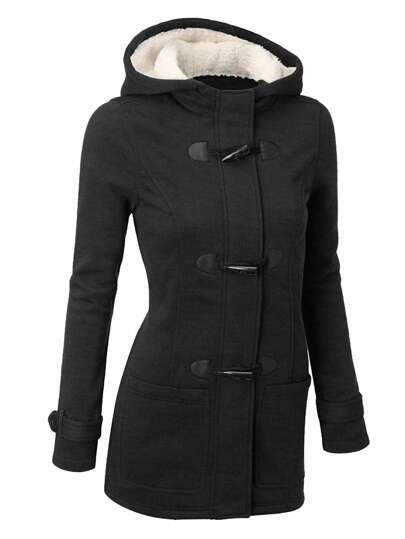 Winter Coat With Horn Buttons & Thermal Lined Hooded Jacket
