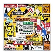54 pièces Autocollants décoratifs, autocollants éducatifs de graffitis anglais, autocollants de panneaux d'avertissement réalistes pour bouteilles d'eau, ordinateurs, cahiers, bagages, téléphones, ordinateurs portables, vélos et skateboards