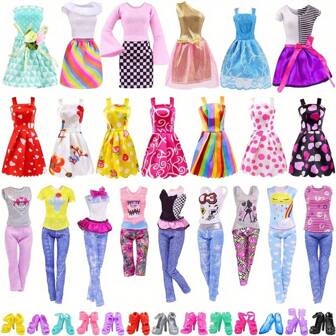32pcs Fashion Doll Clothes And Accessories Toy Set, Fit For 11.5 Inch Dolls - Includes Dresses, Shoes, Crowns And Wands (Styles Random), Christmas Gift