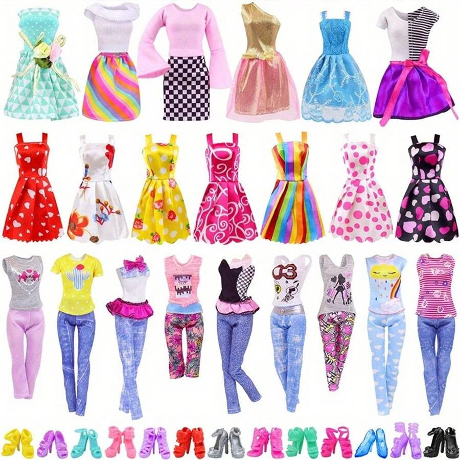 32pcs Fashion Doll Clothes And Accessories Toy Set, Fit For 11.5 Inch Dolls - Includes Dresses, Shoes, Crowns And Wands (Styles Random), Christmas Gift