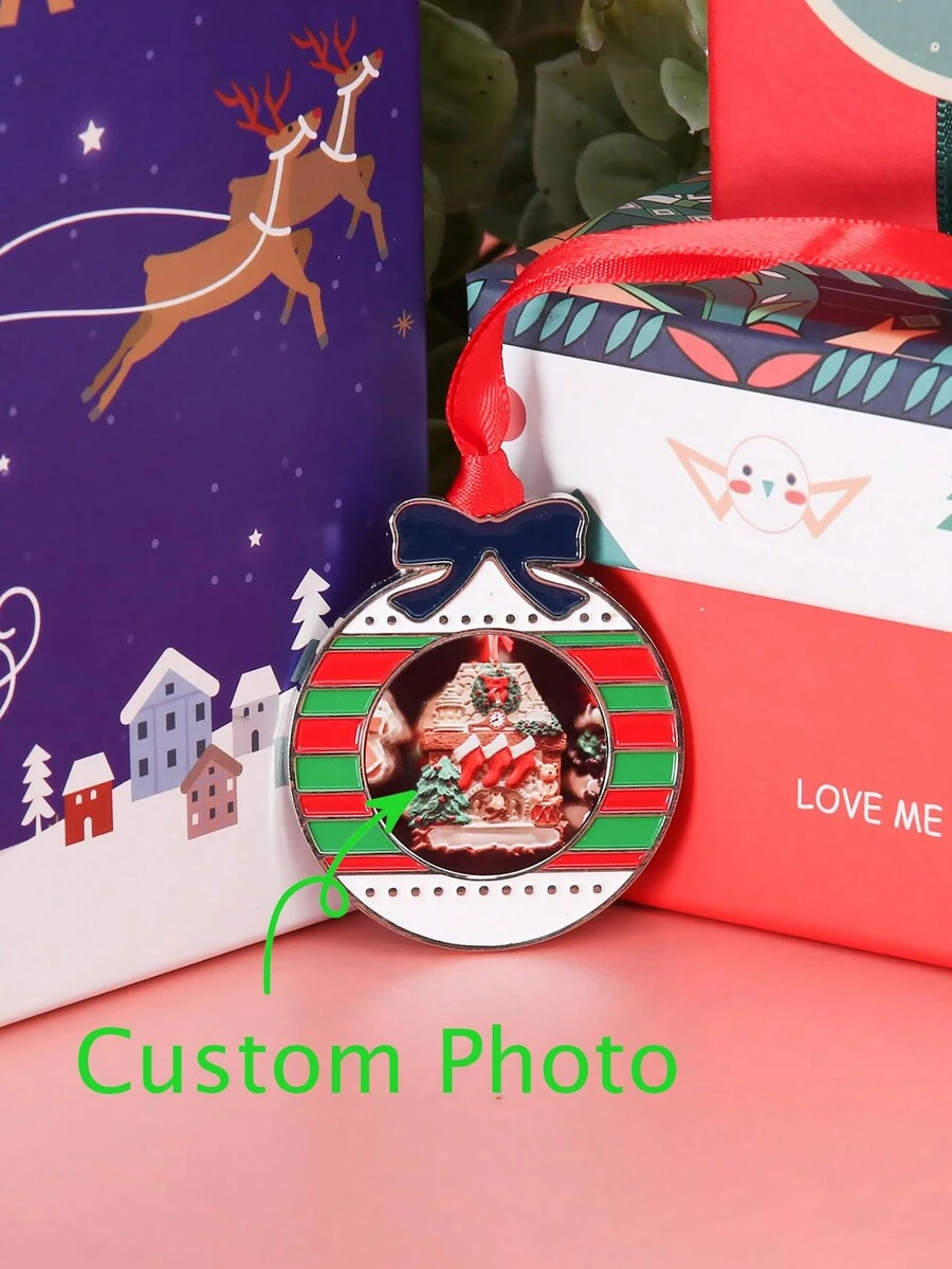 Đồ trang trí cây thông Noel cá nhân hóa, Mặt dây chuyền hình chuông tùy chỉnh Đồ trang trí Giáng sinh cho trang trí nhà ngày lễ, khiêu vũ, đám cưới và tiệc tùng, thêm hình ảnh của bạn (Vàng) - nhiều màu - Xem 1