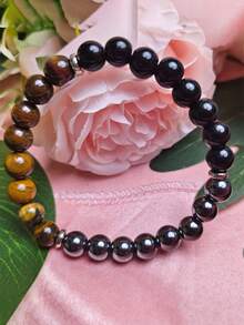 1-4 chiếc Vòng tay bện thủ công bằng hạt ngọc bích tự nhiên nhiều màu, mắt hổ vàng, ngọc lam và mã não xanh, thiết kế dành cho cả nam và nữ, lựa chọn quà tặng lý tưởng cho Giáng sinh, ngày lễ tình nhân và năm mới, trang sức hiệu suất cao - bộ vòng tay - Xem 2