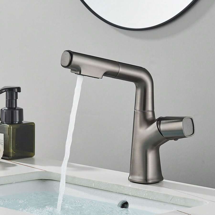 Mitigeur de lavabo cascade de salle de bain, mitigeur de lavabo monocommande extractible