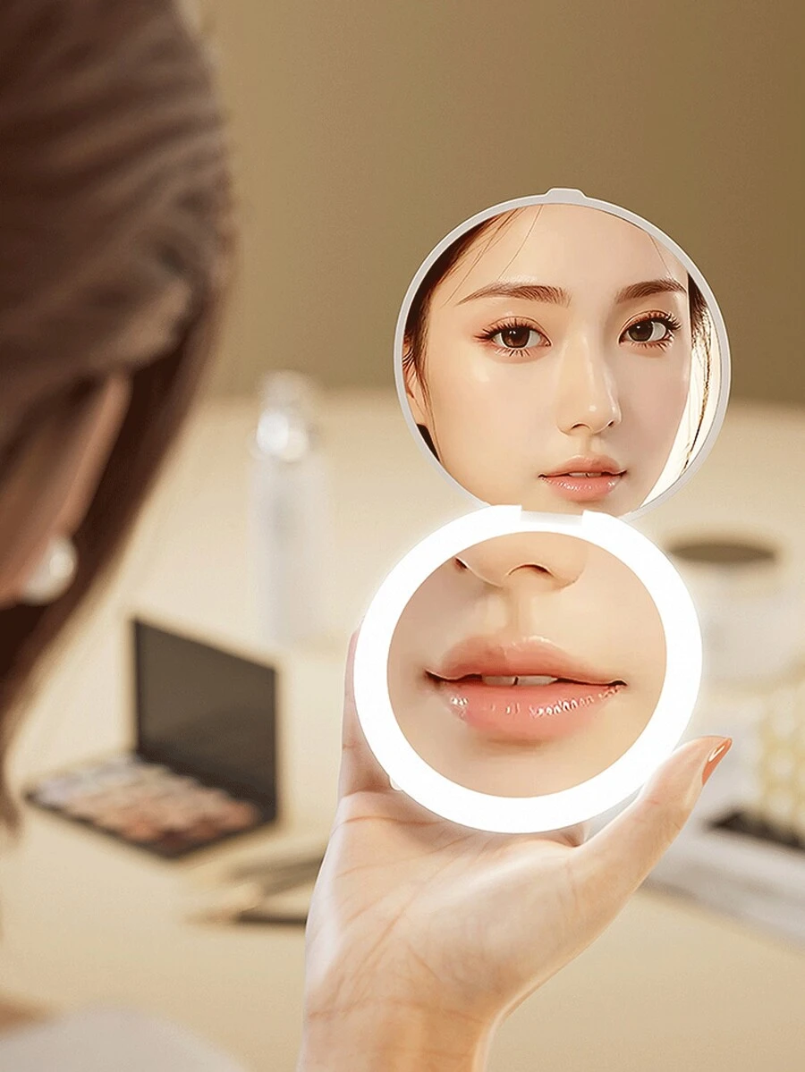 双面紧凑型化妆镜，便携式折叠手持镜，适合男女的最佳礼物 - 彩色 - 查看 1