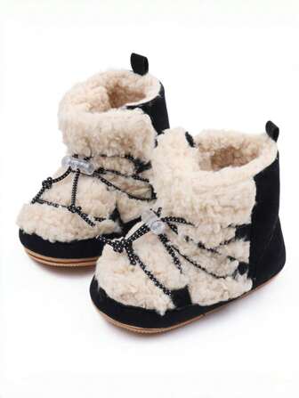 Yibubu Brown Baby Boots Fashionable Western Baby Boots, Thermal Lined Warm Baby Girl Snow Boots, Non-Slip Rubber Sole Infant First Walker Shoes, Newborn Outdoor Toddler Boots