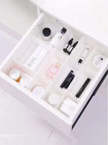 1包 24片/20片/16片/12片/8片/4片装抽屉分隔板，可调节收纳托盘，适用于内衣、袜子、配件 - 白色 - 查看 3