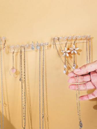 Soporte para collares, organizador de collares montado en la pared con 8 ganchos, para colgar collares, joyas, pulseras, brazaletes y anillos, regalos para niñas y mujeres (paquete de 3) de regreso a la escuela