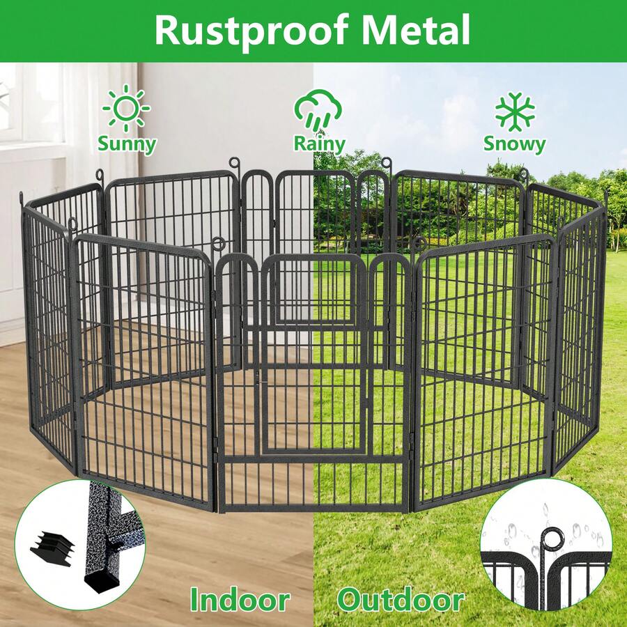 Dog Playpen Outdoor, 40 Inch Heavy Duty Dog Pen Indoor With Door 14