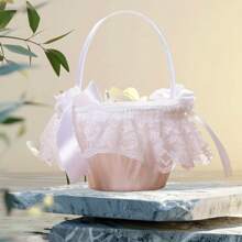 1pc Nơ ren Giỏ hoa cầm tay phù dâu Giỏ hoa cưới - Nhiều màu - Xem 8