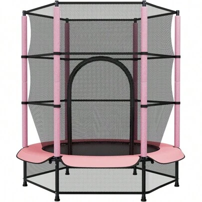 Trampoline Outdoor Ø 140cm X162cm, Trampoline Indoor Children With Net, Zipper, Protective Ground Net Garden Trampoline Up To 45 Kg, Children's Trampoline For 3 Years