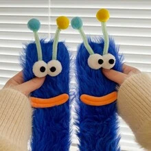 1 Pair Ultra Thick Thermal Lined Socks, Unisex Casual Sports Socks For Winter, Snow Socks, Warm Thermal Mid-Calf Socks, Funny Face Plush Long Tube Slippers Socks, Extra Thick Sleep Socks, Cute Furry Snow Socks, Thick Warm Floor Socks, Fluffy Couple Socks, Adorable Warm Socks, Creative Gift For Family And Friends