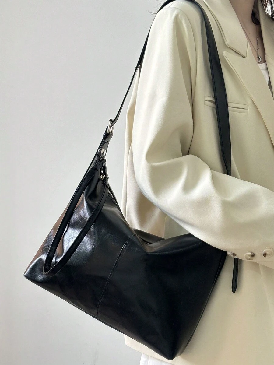 Túi Tote Thời Trang Mới 2024 Cho Nữ, Túi Xách Đi Làm Thường Ngày Sức Chứa Lớn, Túi Xách Đeo Vai Đa Năng - màu đen - Xem 1