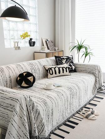 1pc Fashionable Chenille Sofa Slipcover, Bohemian Style Sofa Protector, Decorative Sofa Cover, All-Season Use, Anti-Slip, Anti-Dust, Anti-Scratch, Lightweight & Minimalist, Suitable For Living Room, Bedroom, Office, Study