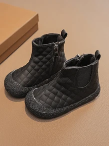 1 双儿童保暖内衬软底踝靴，幼儿时尚休闲靴，秋冬季保暖