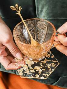 2 miếng lót ly mini bằng acrylic bền, miếng lót đĩa trong suốt kim loại mới, miếng lót ly bàn tròn họa tiết lá vàng hiện đại cho văn phòng, miếng lót ly cách nhiệt chống bỏng hình lục giác, miếng lót ly trang trí bàn bếp - Nhiều màu - Xem 6