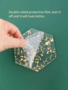 2 miếng lót ly mini bằng acrylic bền, miếng lót đĩa trong suốt kim loại mới, miếng lót ly bàn tròn họa tiết lá vàng hiện đại cho văn phòng, miếng lót ly cách nhiệt chống bỏng hình lục giác, miếng lót ly trang trí bàn bếp - Nhiều màu - Xem 7