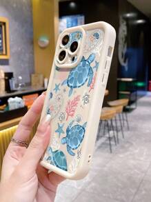1个磨砂防刮海龟图案手机壳，兼容苹果/三星/红米/Infinix/vivo，国际版，非国内版 - 米色 - 查看 2