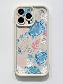 1个磨砂防刮海龟图案手机壳，兼容苹果/三星/红米/Infinix/vivo，国际版，非国内版 - 米色 - 查看 3
