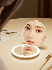 双面紧凑型化妆镜，便携式折叠手持镜，适合男女的最佳礼物 - 彩色 - 查看 6