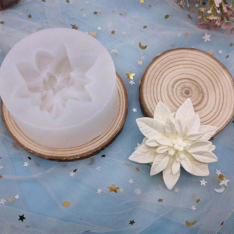 1 件圣诞冬青叶硅胶模具，适合 DIY - 白色 - 查看 1