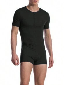 INCERUN Mens Short Sleeve Zip Up Leotards Jumpsuits Rompers Underwear Playsuits Bodysuits Nightwear Loungewear Onepieces