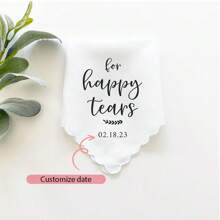 Personalised Custom For Happy Tears Handkerchief Wedding Day Father Mother Of The Bride Or Groom Parents Present Bridal Shower Bridesmaid Groomsmen Keepsake Gift - White - View 4