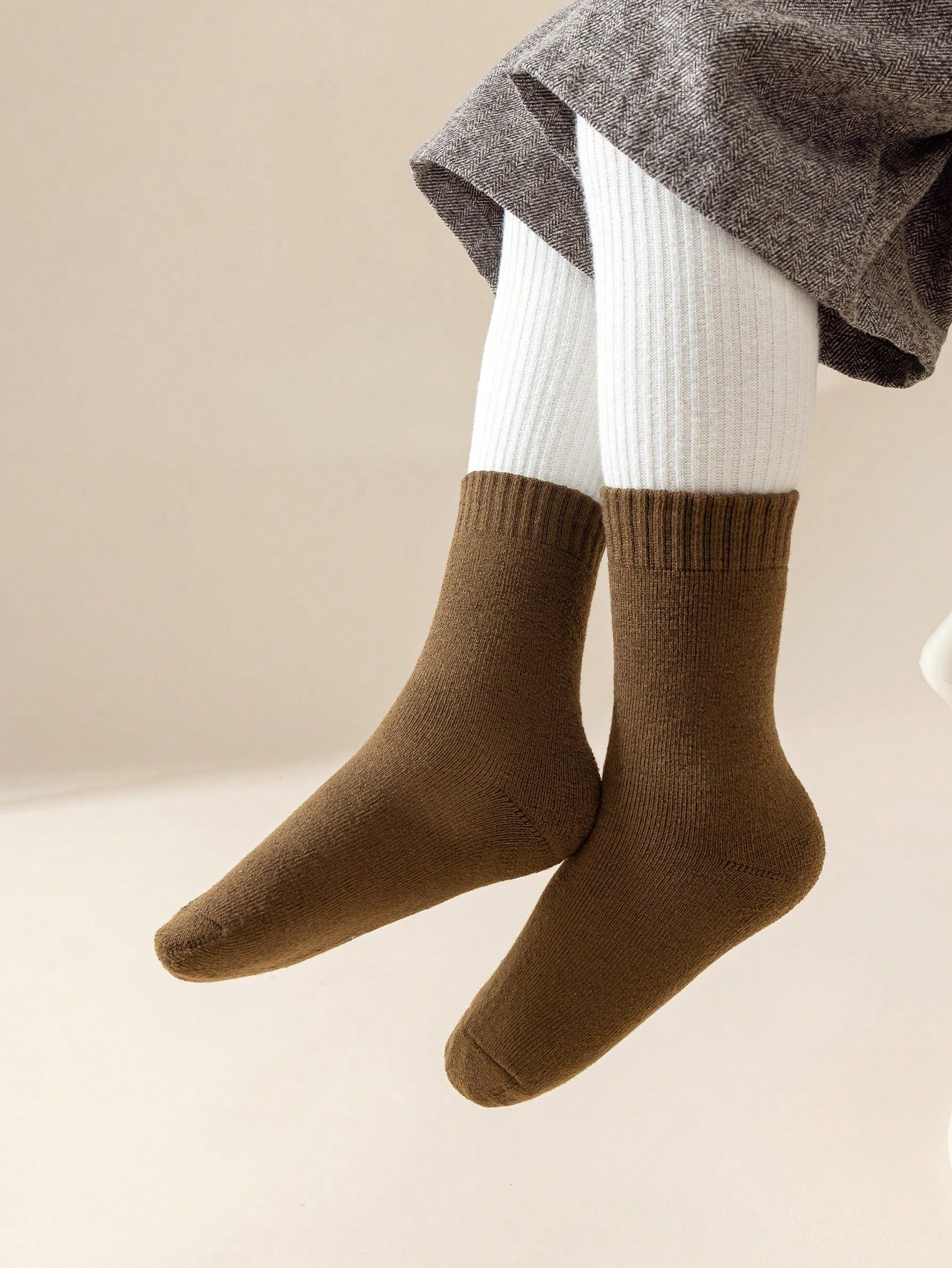 5 أزواج جوارب طاقم للأطفال، جوارب صلبة ذات لون واح...